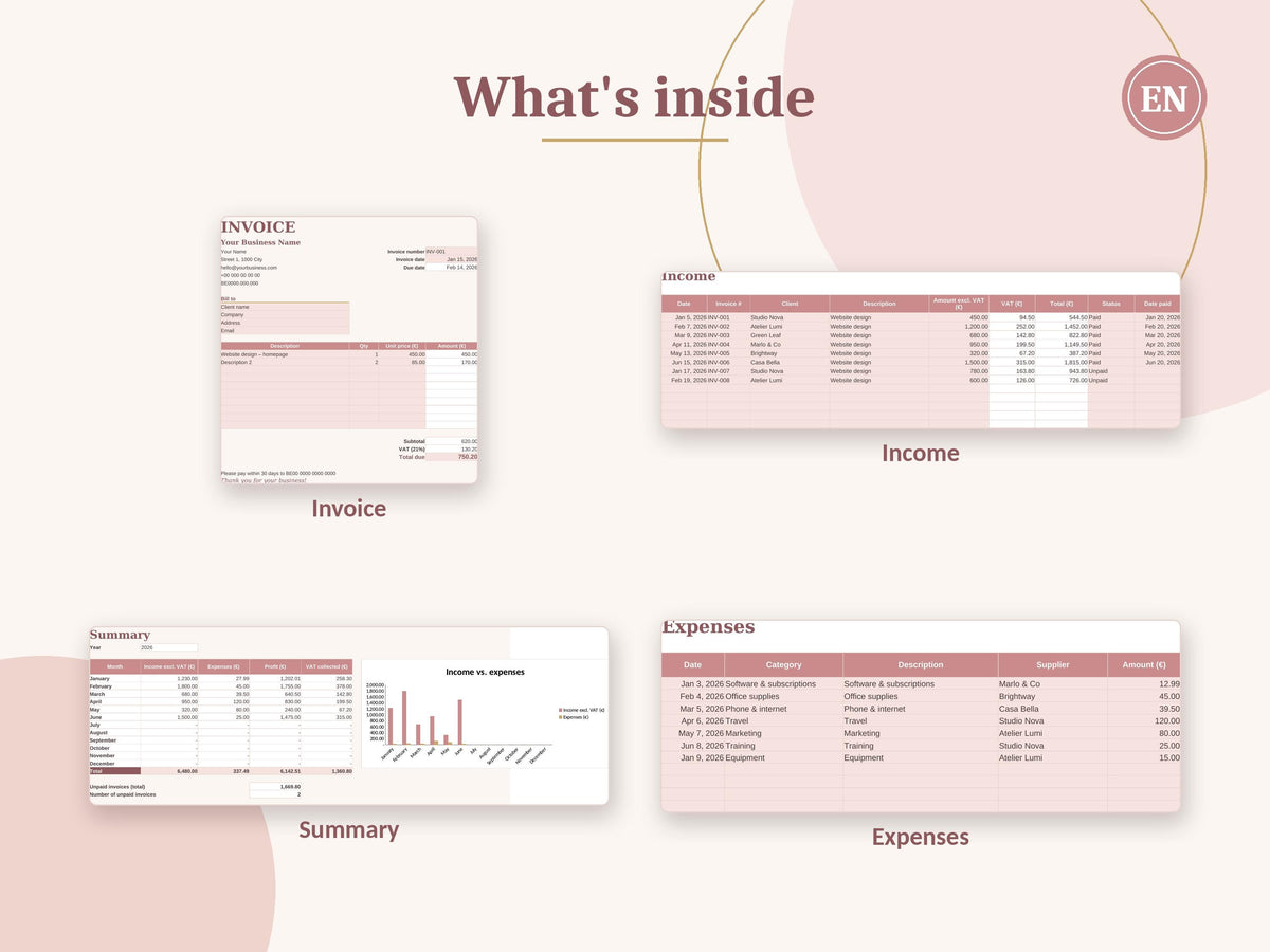 Freelance Invoice Template and Income Tracker, Excel and Google Sheets Spreadsheet – 3