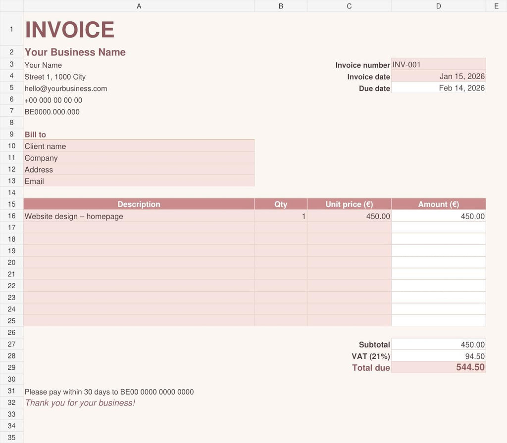 Freelance Invoice Template and Income Tracker, Excel and Google Sheets Spreadsheet – 5