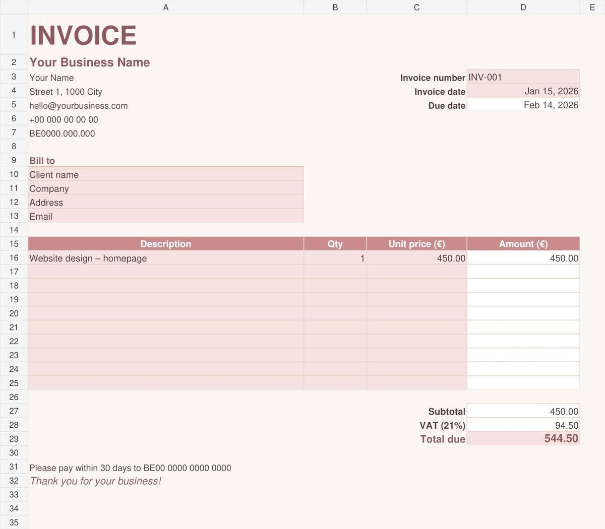 Freelance Invoice Template and Income Tracker, Excel and Google Sheets Spreadsheet – 5