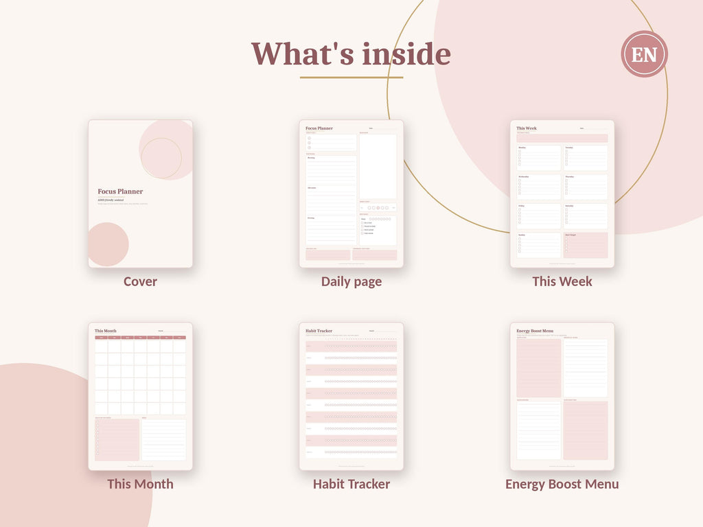 ADHD Friendly Planner Printable, Daily and Weekly Pages with Habit Tracker, Undated PDF – 3