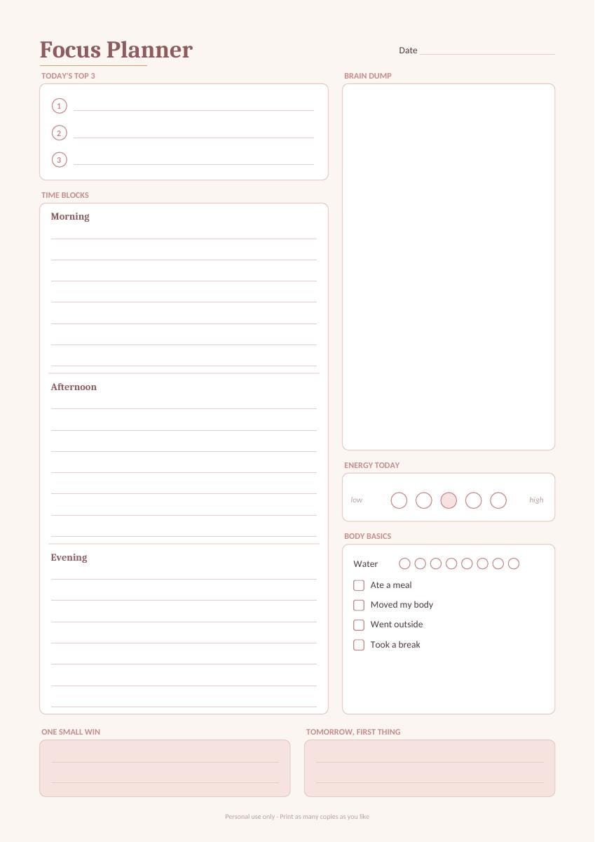 ADHD Friendly Planner Printable, Daily and Weekly Pages with Habit Tracker, Undated PDF – 5