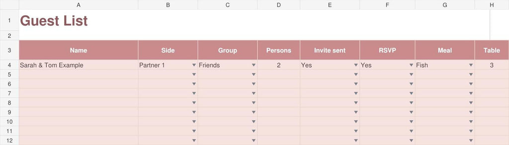Wedding Guest List Spreadsheet, RSVP Tracker, Budget and Checklist, Excel and Google Sheets – 5