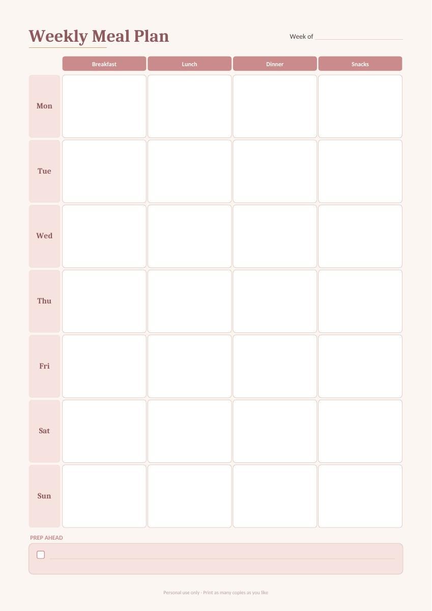 Student Meal Planner Printable, Budget Meal Plan, Grocery List and Recipe Cards, PDF – 5