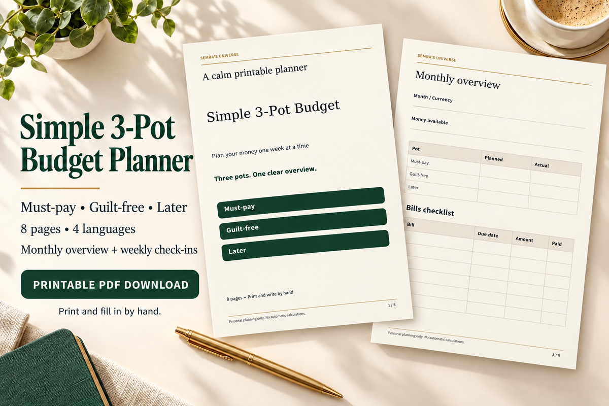 ADHD Budget Planner Printable, Simple 3 Pot Budget and Bill Checklist, PDF – 2