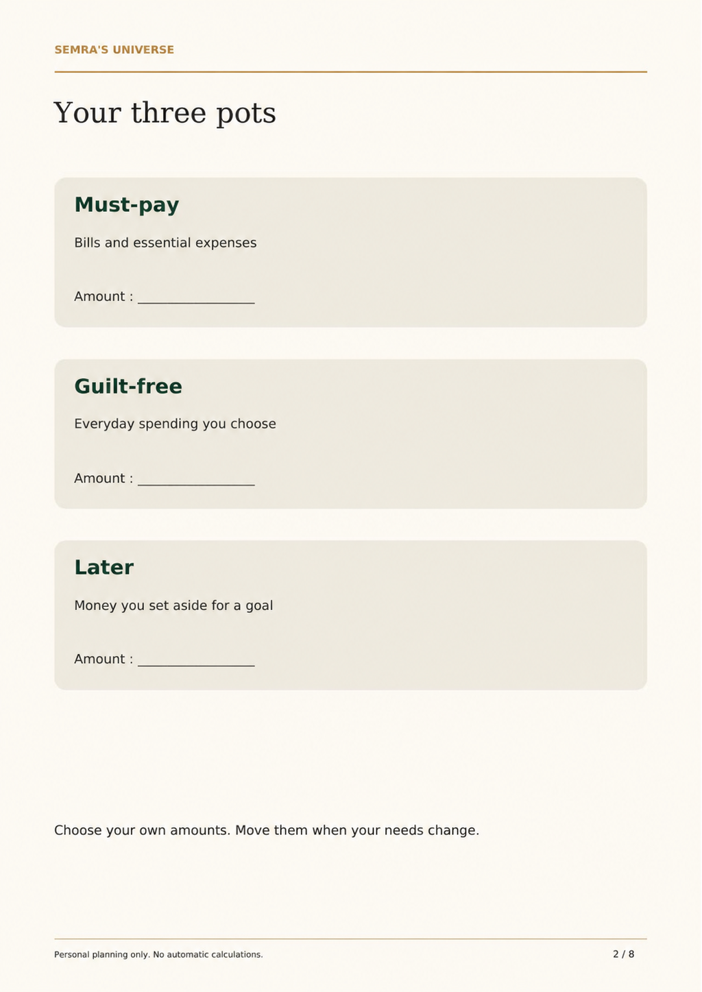 ADHD Budget Planner Printable, Simple 3 Pot Budget and Bill Checklist, PDF – 3