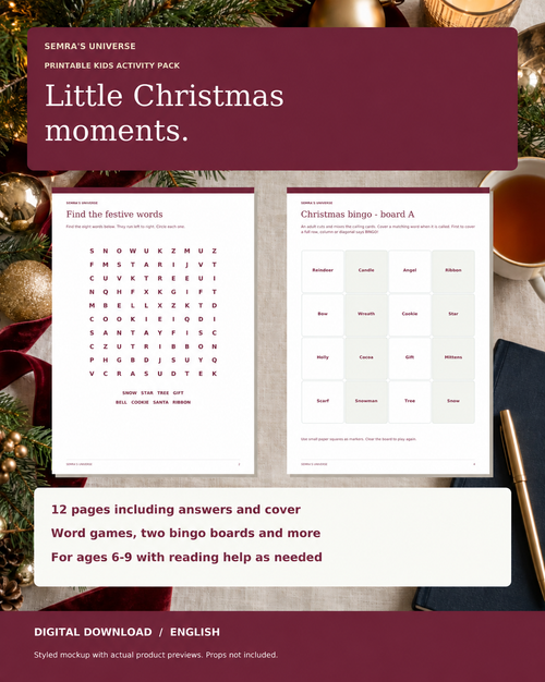 Christmas Kids Activity Pack – Printable Games for Ages 6-9 — Semra's Universe
