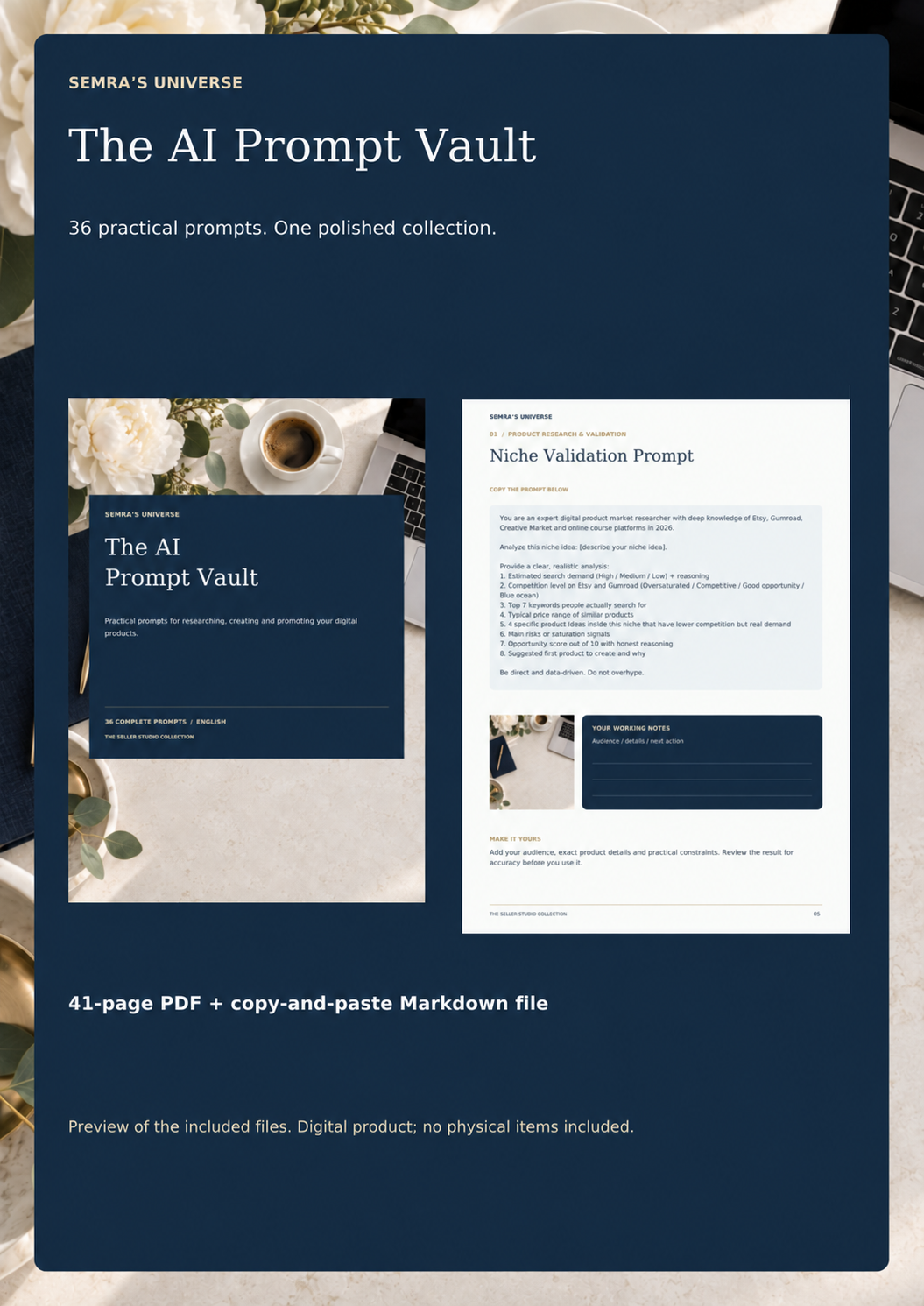 The AI Prompt Vault – 36 Prompts for Digital Product Sellers — Semra's Universe