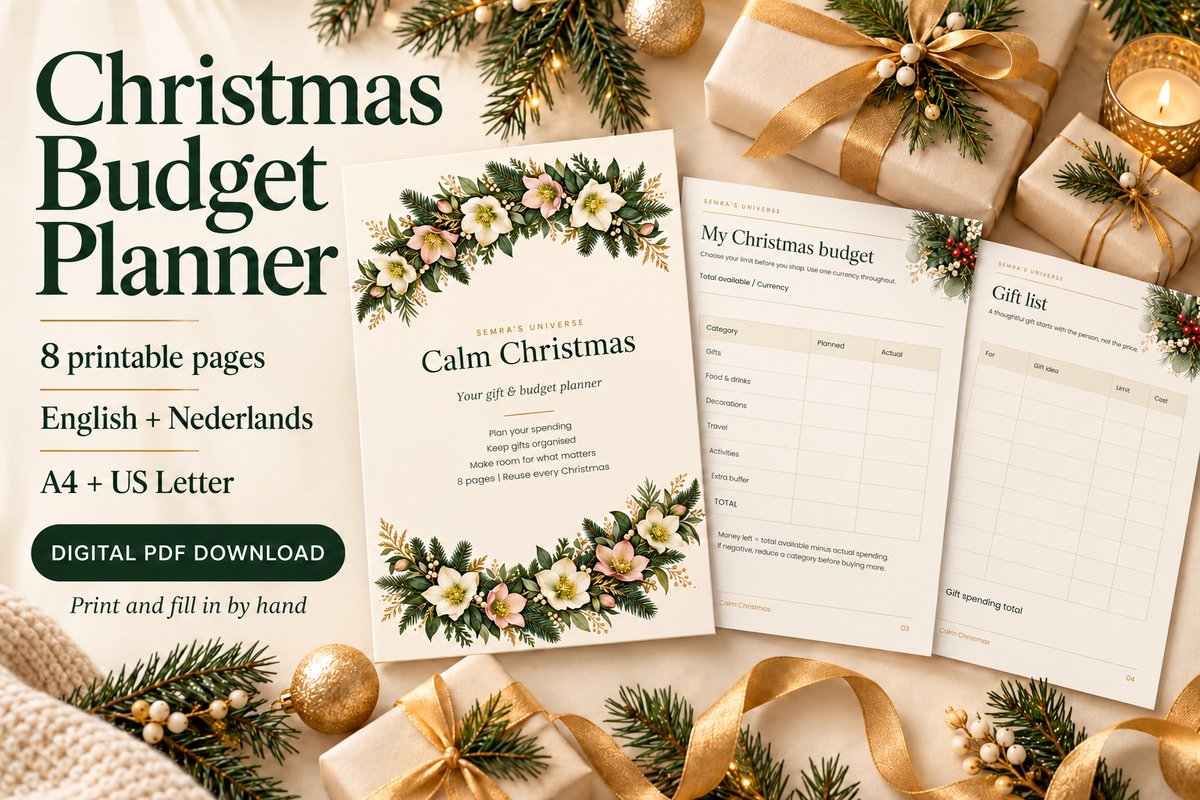 Christmas Budget Planner Printable, Gift List and Spending Tracker, English and Dutch PDF