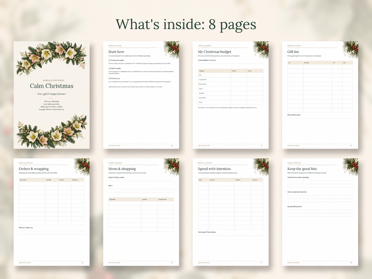 Christmas Budget Planner Printable, Gift List and Spending Tracker, English and Dutch PDF