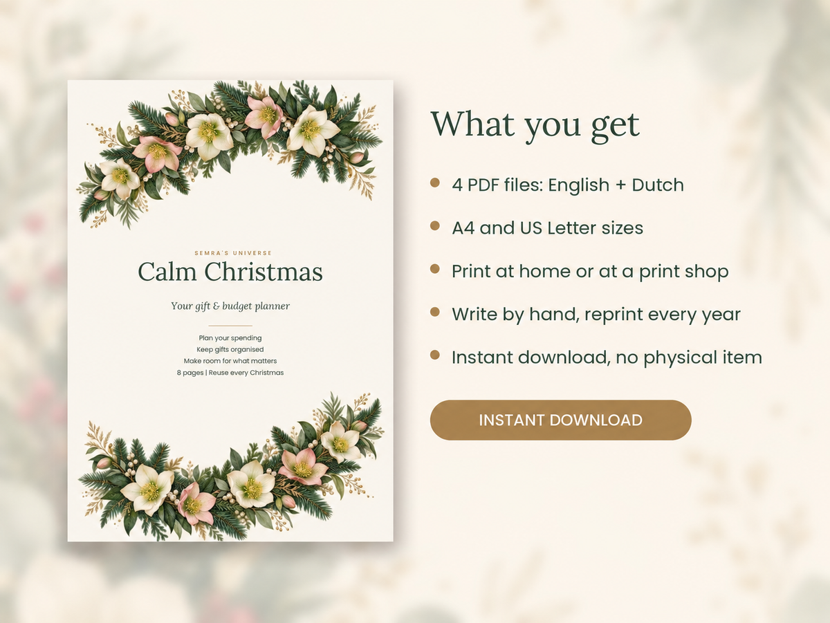 Christmas Budget Planner Printable, Gift List and Spending Tracker, English and Dutch PDF