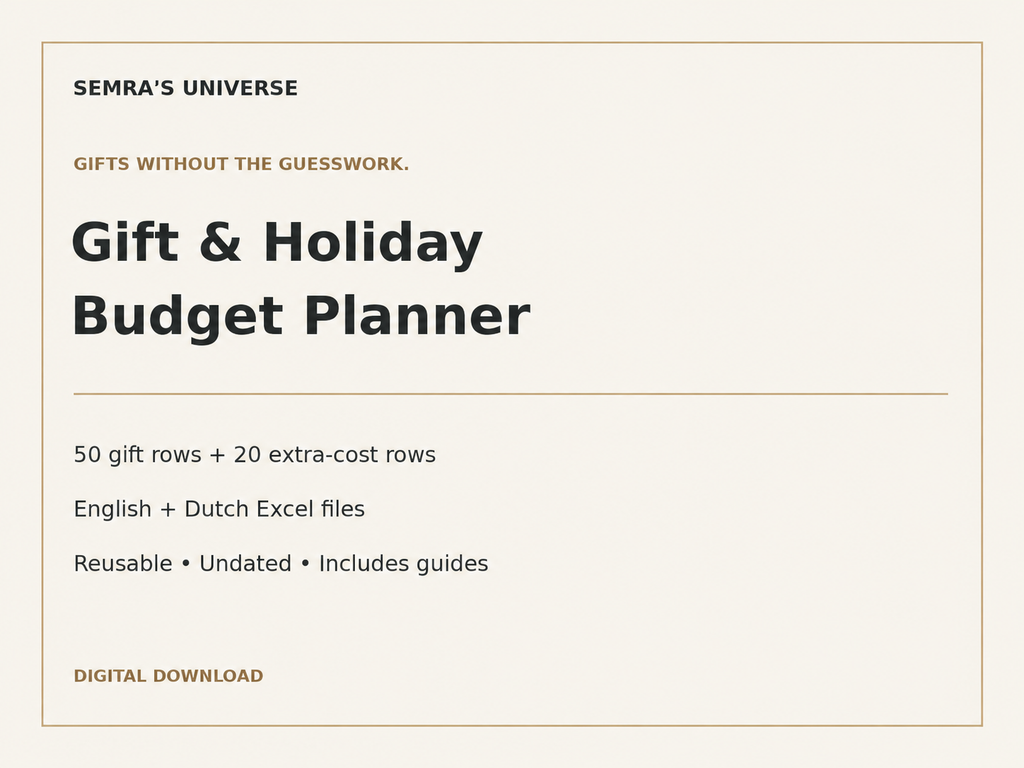 Gift and Holiday Budget Planner Excel Spreadsheet, 4 Languages