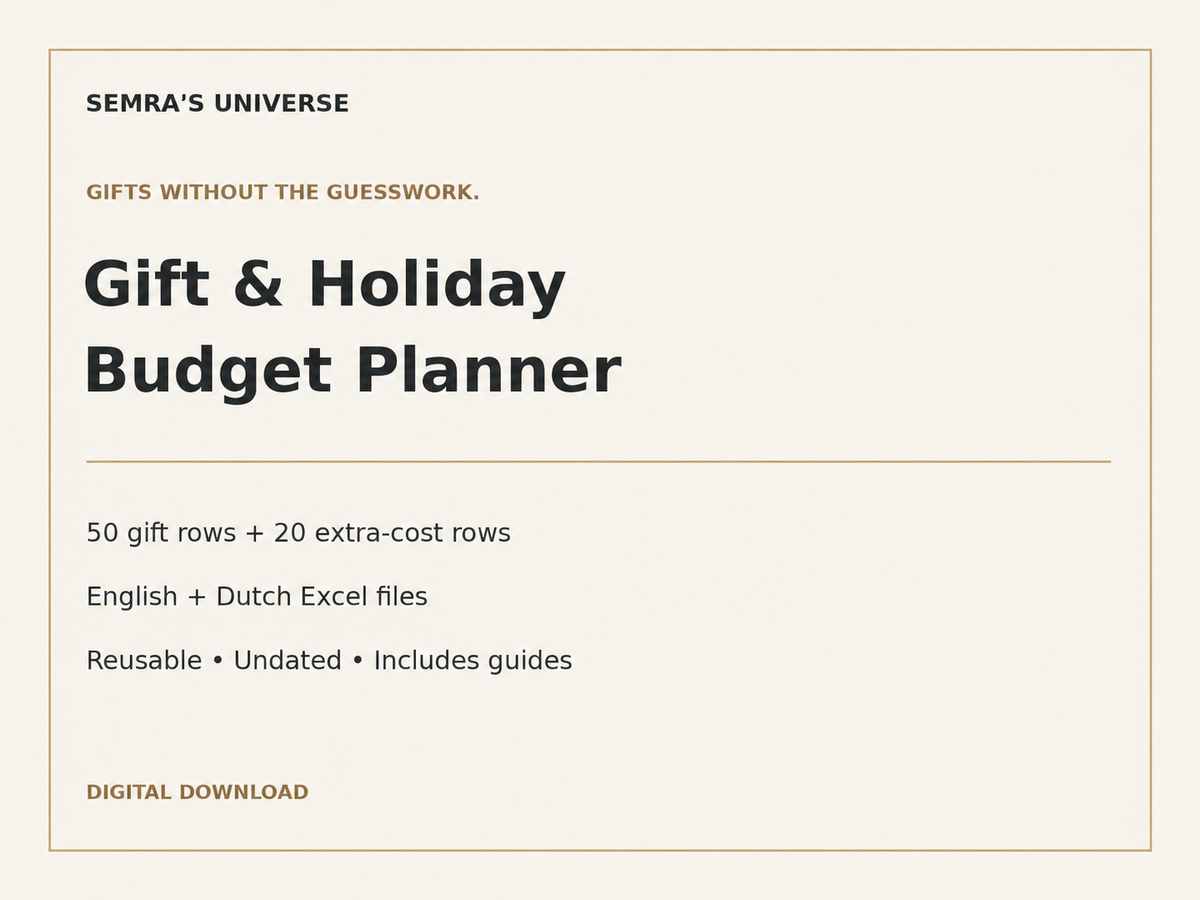 Gift and Holiday Budget Planner Excel Spreadsheet, 4 Languages
