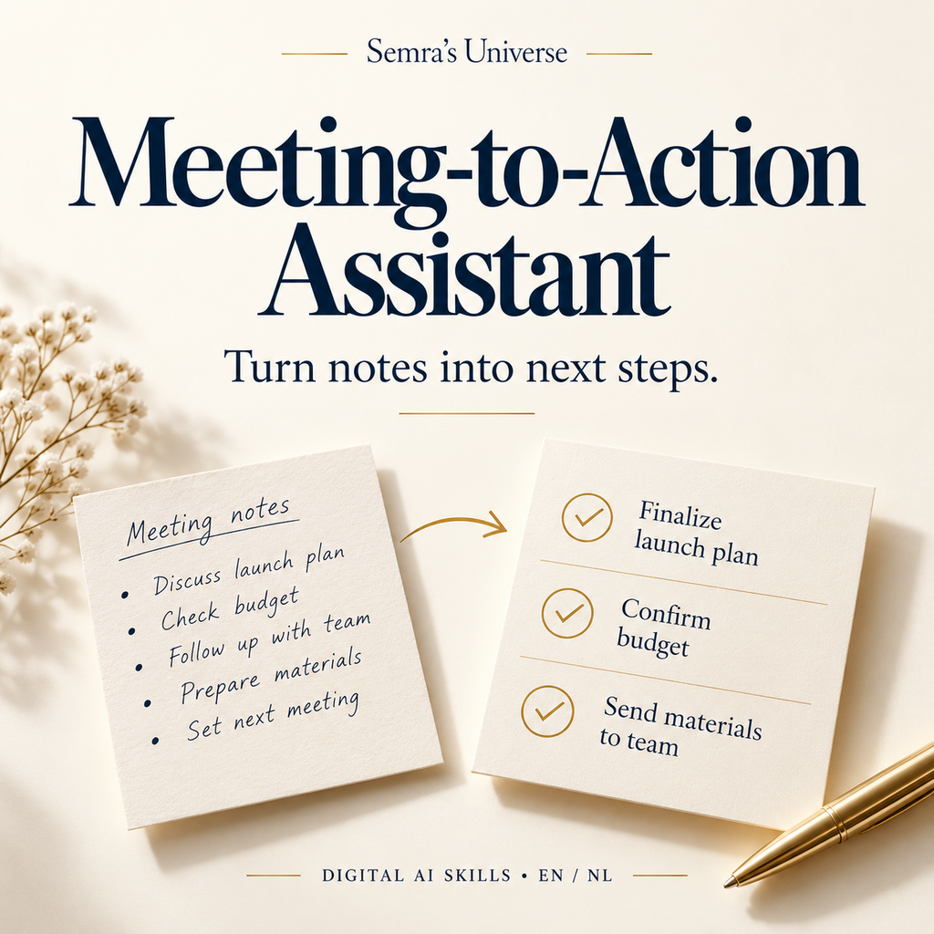 Meeting-to-Action Assistant — Semra's Universe — English cover